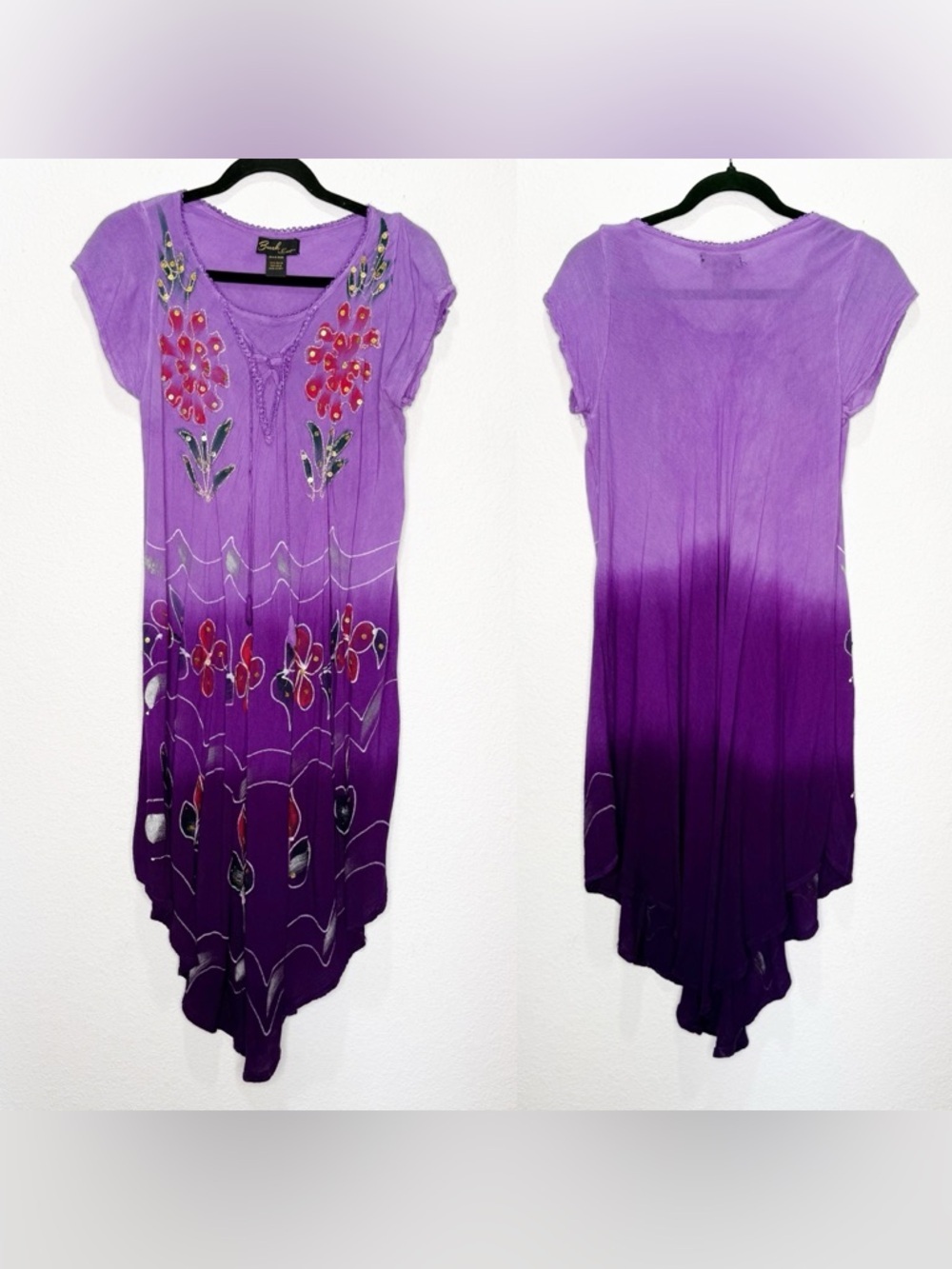 Beach Embroidered Handkerchief Boho Gypsy Dress Flower REN Faire